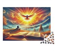 Uccello del mattino su libro aperto Puzzle 1000 Pezzi carta per adulti Paesaggio all alba Gioco di Puzzle 1000 Pezzi relax decorazione regalo 70x50cm/1000pcs