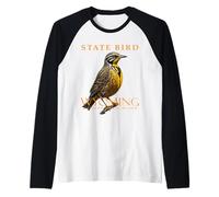 Uccello del Territorio del Wyoming The Western Meadowlark Maglia con Maniche Raglan