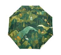 Uccello Dell'Albero Della Giungla Dei Cartoni Animati Ombrello Pieghevole Automatico Ombrelli Antivento Protezione UV da Viaggio per Bambini Ragazzi Ragazze