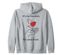 Uccello dell'Amore Volare dalla Mano Simbolico Fiducia Arte Felpa con Cappuccio