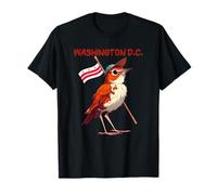 Uccello Divertente con Cappello e Bandiera patriottica Washington DC Maglietta