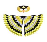Uccello Feltro Costume, 2Pz Gufo Ali di Pavone Set Cosplay, Mantello Colorato e Maschera in Feltro per Bambini Ragazze Balli Halloween Feste in Maschera, Moda