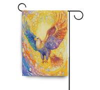 Uccello giallo e blu diffondere le sue ali bandiere di vacanza banner colorato per la decorazione del patio 28x40 doppia faccia