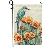 uccello giardino bandiera animale cactus botanico paese fiore primavera rustico beige lino prato arredamento doppio lato portico esterno campeggio recinzione parete famiglia vacanze decorazioni