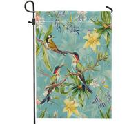 uccello giardino bandiera picchio animale foglia giglio fiore botanico bohemien strutturato lino verde per benvenuto cortile bandiera decorazione per vacanze prato festa su due lati pinne su bandiera