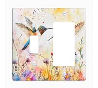 Uccello Interruttore Luce Piastra di Copertura Acquerello Arte Estetica Colibrì Floreale Cottagecore Giallo Blu Rosa Policarbonato Decor Parete Soggiorno Casa Dimensioni Standard Coperture Elettriche