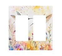 Uccello Interruttore Luce Piastra di Copertura Acquerello Arte Estetica Colibrì Floreale Cottagecore Giallo Blu Rosa Policarbonato Decor Parete Soggiorno Casa Dimensioni Standard Coperture Elettriche