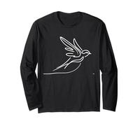 Uccello Minimalista Arte Lineare Fauna Disegno Maglia a Manica