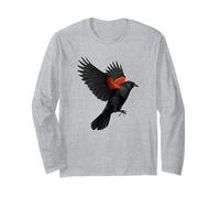 Uccello nero dalle ali rosse, birdwatching, merlo alato rosso Maglia a Manica