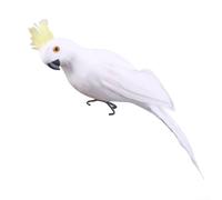 Uccello pappagallo artificiale per una decorazione accattivante per la casa e il giardino, perfetto per varie esposizioni, 25 cm (corona gialla e bianca)
