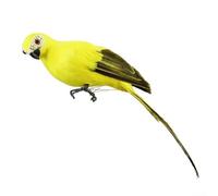 Uccello pappagallo piumato artificiale realistico con corpo in schiuma e piedini in filo, adatto per giardino, decorazione interna, matrimoni ed eventi (giallo)