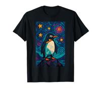 Uccello Pittura Arte Stellato Wildlife Ghiacciaio Cute Penguin Maglietta