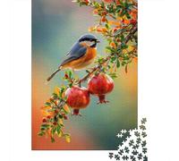 Uccello su ramo di melograno Puzzle Fiori primaverili 1000 Pezzi Cartone Riciclato Per Uomo E Donna, Sfida Stimolante, Regalo Compleanno Originale Decorazione 70x50cm/1000pcs