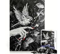 Uccello sulla mano - Pittura a impasto Puzzle da 1000 pezzi per adolescenti Sharp Recall Serene Escape Uniform Cut Perfect Xmas (38x26cm)