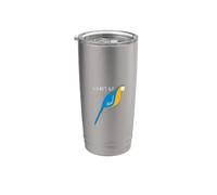 Uccello tropicale pappagallo ara blu e giallo Bicchiere termico in acciaio inox doppia parete