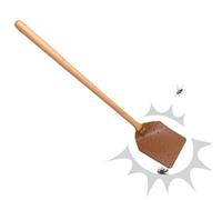 Uccidivolare in pelle, 49 cm, per esterni manuali, racchetta anti mosche e vespe con manico in legno, pelle PU, per cucina, giardino, casa, soggiorno, ristorante