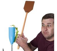 Uccidolo in pelle | 50 cm per vespe e mosche | Racchetta anti mosche e vespe con manico in legno pelle PU per cucina giardino casa soggiorno ristorante