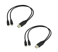 UCEC Cavo di ricarica splitter Dual Micro USB, cavo di ricarica doppio micro USB per il trasferimento dati, cavo USB-A a micro USB da 0,4 m, confezione da 2
