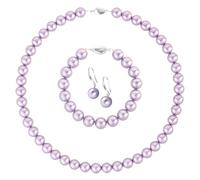 UCHAIUP Set di gioielli con perle di conchiglia, collana circa 45,7 cm, bracciale circa 18 pollici, 10 mm, Conchiglia, Perla sintetica