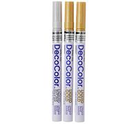 Uchida Of America 1234-3C DecoColor - Penna a punta extra fine, argento/oro, confezione da 3