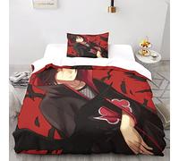 Uchiha Itachi Naruto Set Di Biancheria Da Letto Con Stampa 3D Con Federe Anime Copripiumino Con Chiusura A Cerniera Morbida Microfibra Copripiumino Per Letto Single(135x200cm)