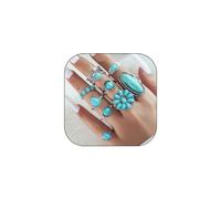 Ucilon Boho Western Turchese Anelli per le Donne Gioielli Vintage Western per le Donne Anello Set Country Concert Costume Outfit, Lega di acciaio, Nessuna pietra preziosa