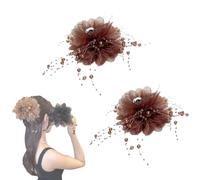 UCK-KIT Clip Per Capelli Con Le Lacrime A Farfalla, Nappa Per Capelli A Farfalla, Eleganti Barrette Di Fiori Non Slip, Accessori Per Lo Styling Squisiti Per Matrimoni, Feste, Stile Quotidiano,Marrone