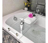 UCK-KIT Vassoio Caddy per Vasca da Bagno di Lusso, Vassoio da Bagno in Acrilico per Vasca con Maniglia, Regalo Doccia per Le Donne Si Adatta alla Maggior Parte delle vasche,d'oro