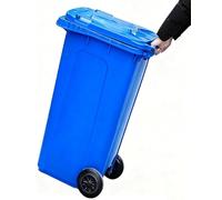 UCKYSU Cestino Portatile Esterni Con Ruote Scanalature Laterali Ideale For Spazi Pubblici Come Aree Gestione Immobiliare Campus(Blue,65 Gallon)
