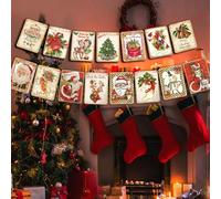UCLEVER 15 pezzi decorazioni natalizie vintage striscione retrò di babbo natale ghirlanda di natale stamina natalizia vittoriana vintage christmas banner