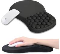 UCMDA Tappetino per Mouse con Supporto Polso e Design Massaggio - Tappetino per Mouse Ergonomico con Memory Foam, Gaming Mouse Pad per Computer e Ufficio, Tocco Morbido, Base Antiscivolo, Nero