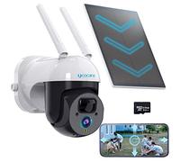 UCOCARE 2K 4MP 360° PTZ Telecamera Wi-Fi Esterno Senza Fili, Telecamere da Esterno WiFi con Pannello Solare 5W + Batteria 15000mAh [Classe di efficienza energetica A++++], Faretti, Audio a 2 Vie, IP67