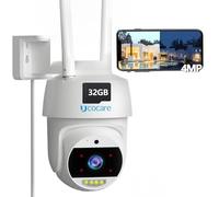UCOCARE 2K 4MP Telecamera Wi-Fi Esterno con Scheda Memoria 32G Gratuita, 360° Camera, Tracciamento Auto & Registrazione 24h, 35M Visione Notturna Colori, Rilevamento Umano, IP67