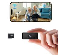 UCOCARE Mini Telecamera Spia, Wi-Fi/AP Hotspot/Offline Modalità, 4K Telecamera Senza Wifi, Mini Videocamera Sorveglianza Interno con Scheda TF da 64 GB, Visione Notturna, Supporto Magnetico