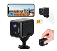 UCOCARE Telecamera con SIM, 2K Mini Telecamera senza WiFi con SIM 4G da Interno/Esterno, Batteria 5200mAh, AI Rilevazione Moviment, Visione 160°, Visione Notturna