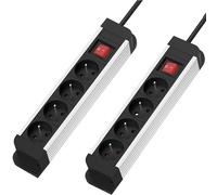 Ucomen Prise Multiple 4 compartiments Avec Interrupteur Prise de Table Sécurité Enfants Câble DE 1,5 m, bianco, confezione da 2