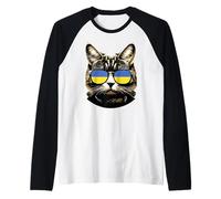 Ucraina Cat Design Bandiera Ucraina Occhiali da Sole Maglia con Maniche Raglan
