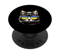 Ucraina Cat Design Bandiera Ucraina Occhiali da sole PopSockets PopGrip Adesivo