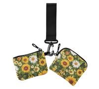 Ucraina girasole bellezza fiore doppio portamonete porta carte di credito portafoglio mini moda cerniera contanti portamonete con tasca con cerniera per lavoro e viaggi, confezione da 2, Ucraina