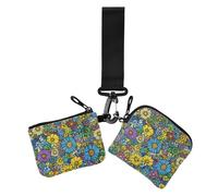 Ucraina girasole bellezza fiore doppio portamonete porta carte di credito portafoglio mini moda cerniera portamonete portafoglio con cerniera tasca portamonete per donna 2 confezioni, Ucraina girasole