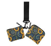 Ucraina girasole bellezza fiori estivi portamonete da donna porta carte carino moda portafoglio porta carte di credito organizer per denaro con tasca con cerniera per le donne 2 pezzi, girasole