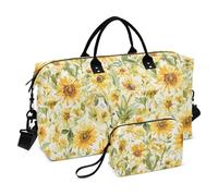 Ucraina Girasole Bellezza Summer Flowers_00777_1 Borsa da viaggio a tracolla decorativa Weekender Borsa da notte Sport con cinturino regolabile per Yoga Set da 2 pezzi Bolsa de Gym para Mujer