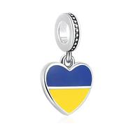 Ucraina Patria Kiev Europa guerra pace amore amore cuore - Charm argento 925 bracciale con ciondolo