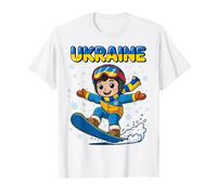 Ucraina Snowboard Kid Bandiera Ucraina per Ragazzi Bambini Maglietta