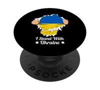 Ucraina, supereroe, io, stand con, ucraina, bandiera ucraina PopSockets PopGrip Adesivo