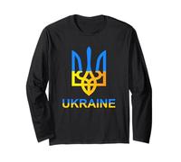 Ucraina Tryzub Tridente Bold Bandiera Moderna Grafica Stile Maglia a Manica