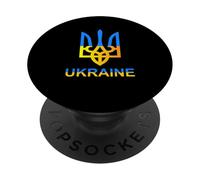 Ucraina Tryzub Tridente Bold Bandiera Moderna Grafica Stile PopSockets PopGrip Adesivo
