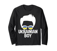 Ucraino Boy Silhouette Patriottica Ucraina Bandiera Occhiali da Sole Maglia a Manica