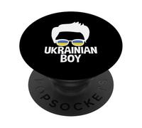 Ucraino Boy Silhouette Patriottica Ucraina Bandiera Occhiali da sole PopSockets PopGrip Adesivo