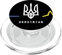 Ucraino Tryzub Bandiera Ucraina Tridente Zelensky Battito cardiaco PopSockets PopGrip per MagSafe